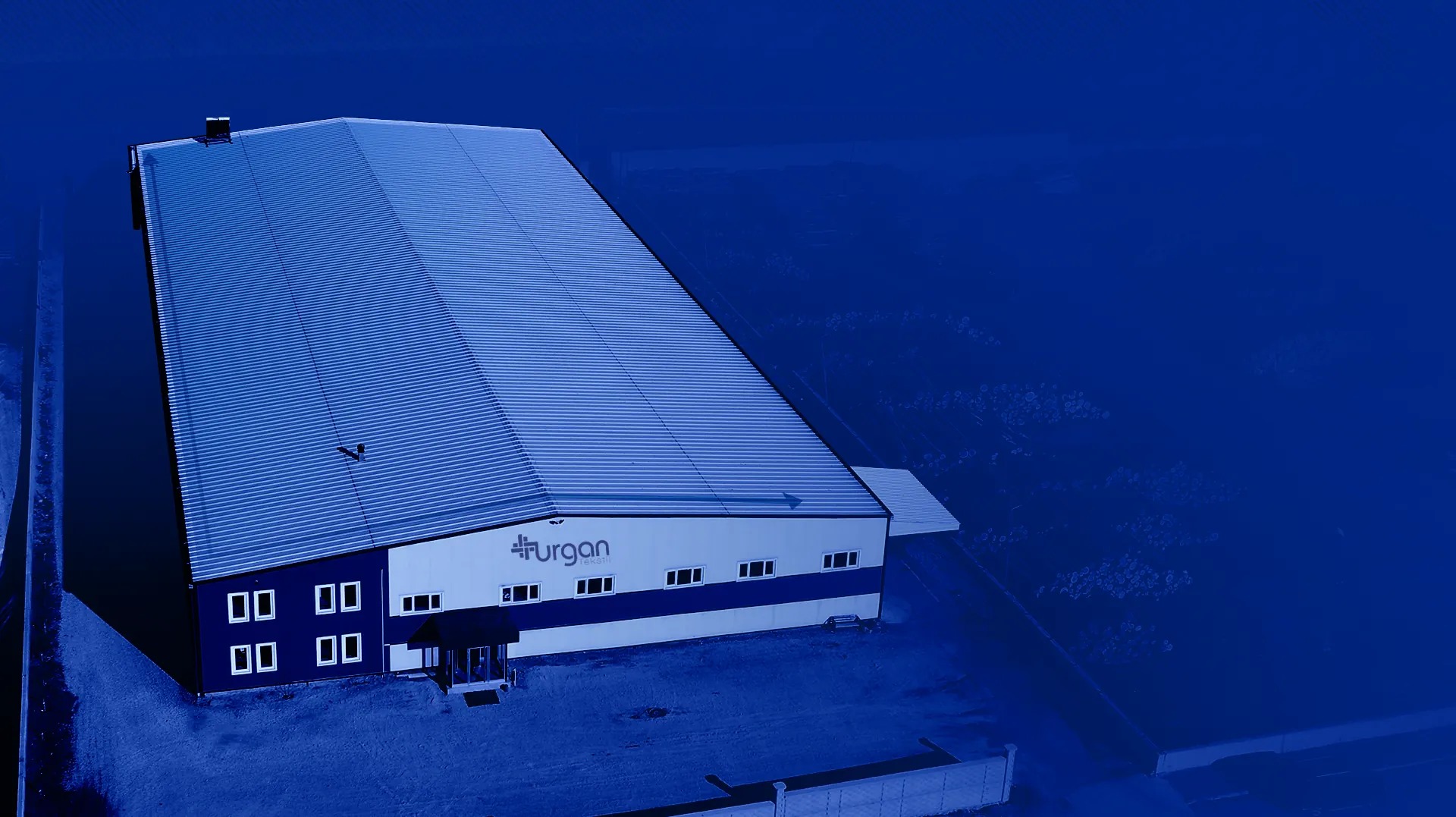 Aerial view of the Urgan Textile factory hall in Kastamonu Organised Industrial Zone